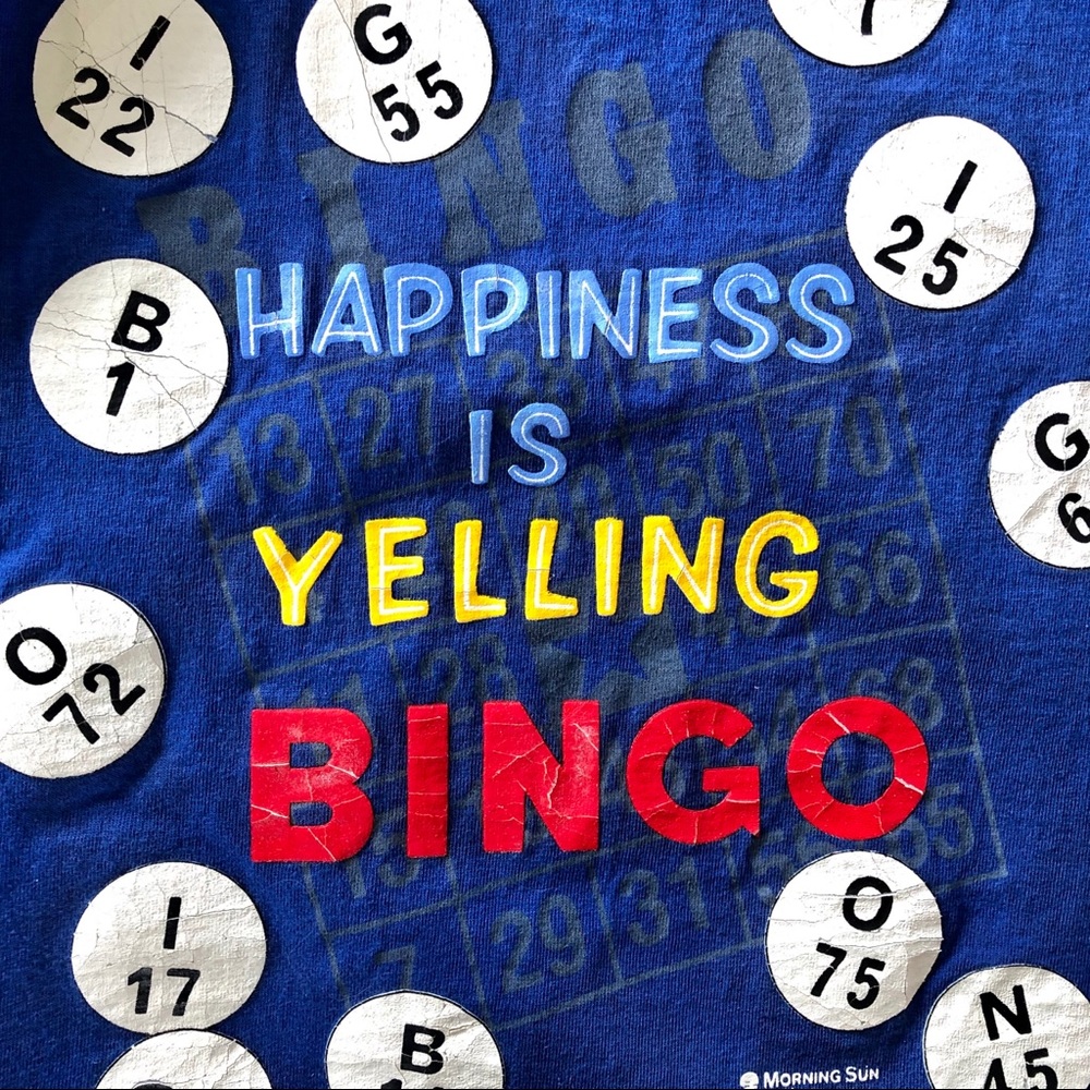 Vintage Jerzees blank Happiness is Yelling BINGO!